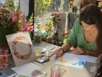 Atelier aquarelle - Couronne de fleurs