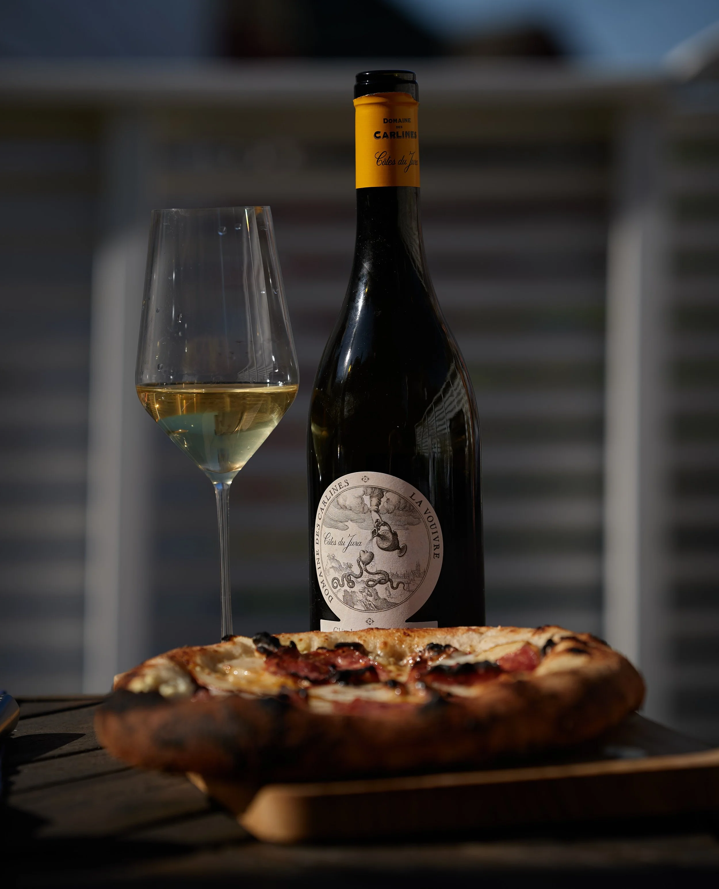 Gorgonzola dolce, pære og valnøtt-pizza til deilig Jura-vin
