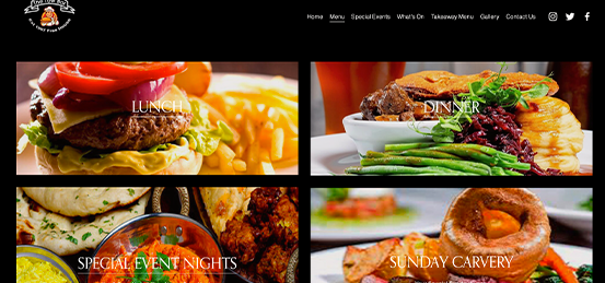 Responsive mobile web site for local Pub and Restaurant built from a SquareSpace Template