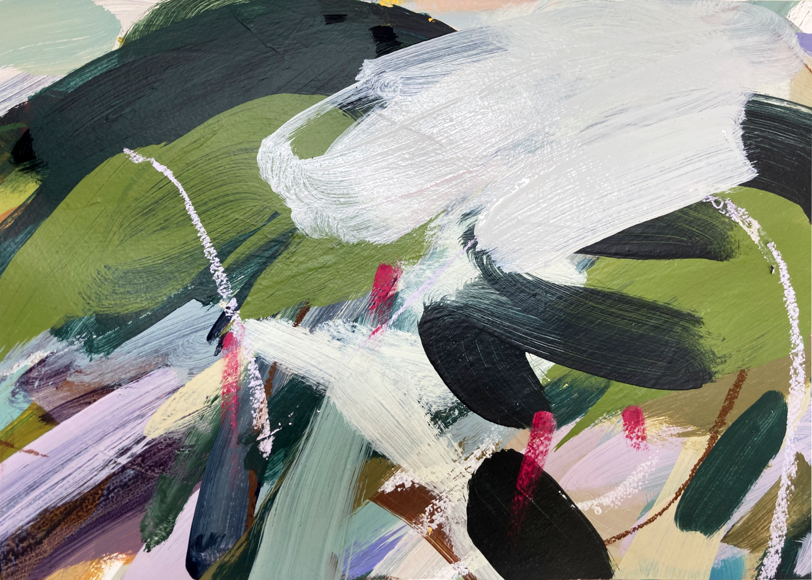 Loosestrife I, Acrylic and pastel on paper, 28 x 40cm - SOLD