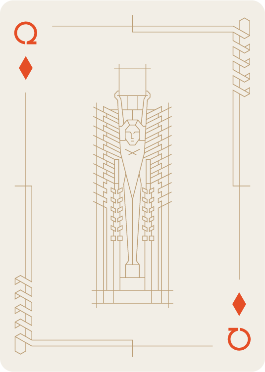 Frank Lloyd Wright Midway Gardens Playing Cards Queen of Diamonds.