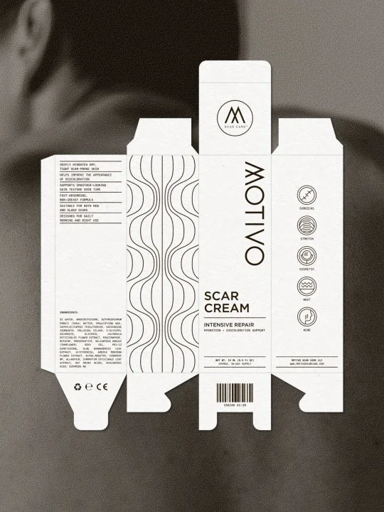 Motivo Scar Care flat packaging.