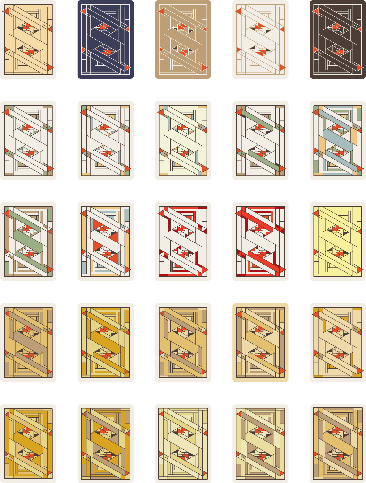 Midway Gardens Playing Cards back design color exploration.