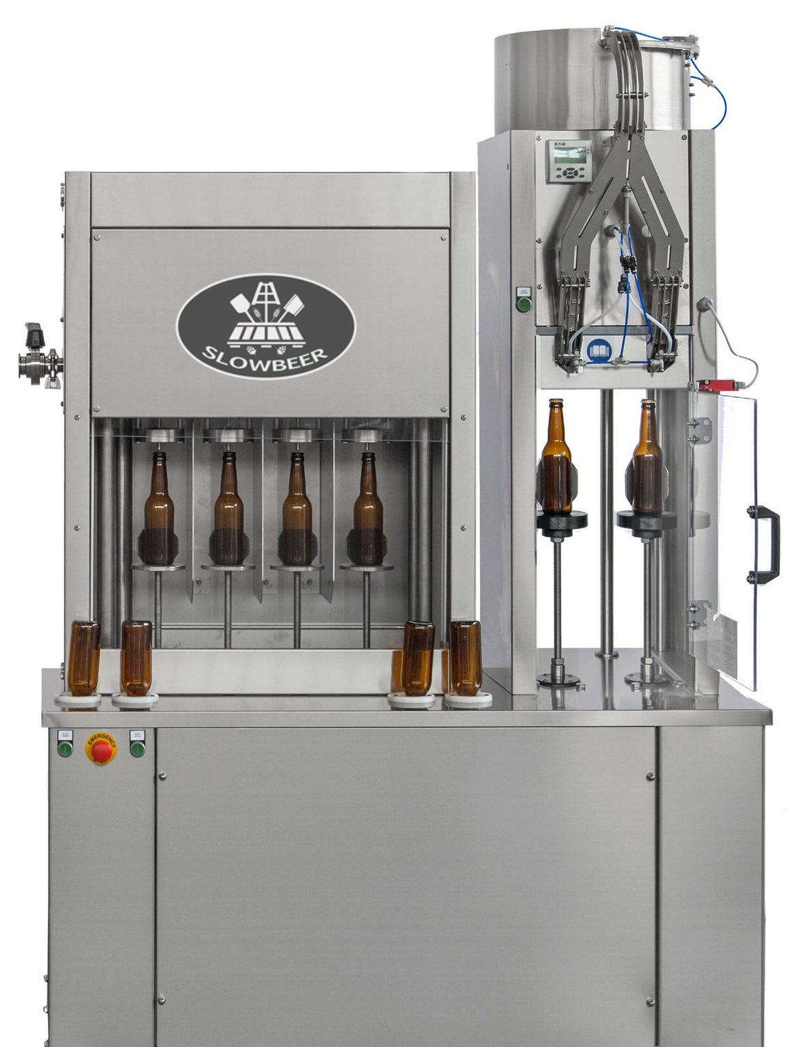Embotelladora isobárica semiautomática de 2/4/6 caños para 200-600 botellas-latas/hora