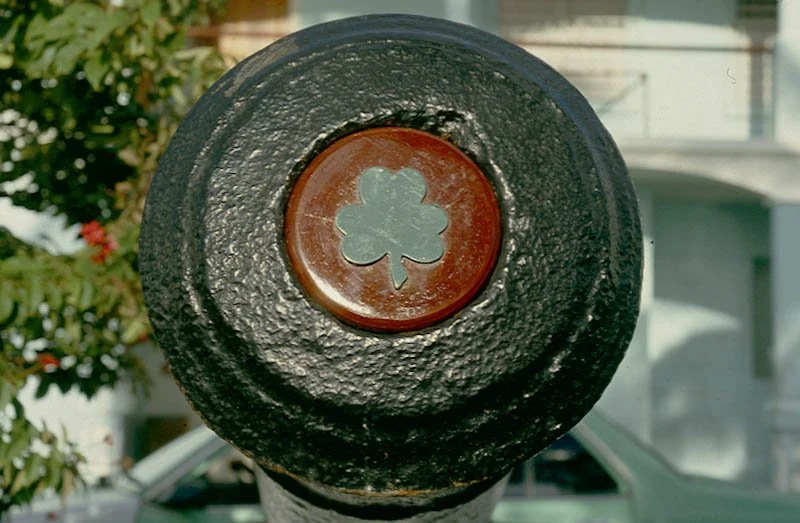 a shamrock plug in the muzzle of a cannon
