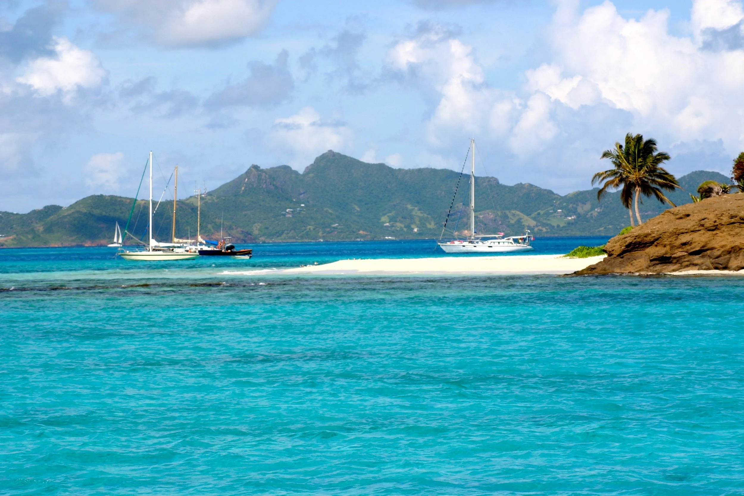 a yacht at anchor at the Tobago Cays in the Grenadines