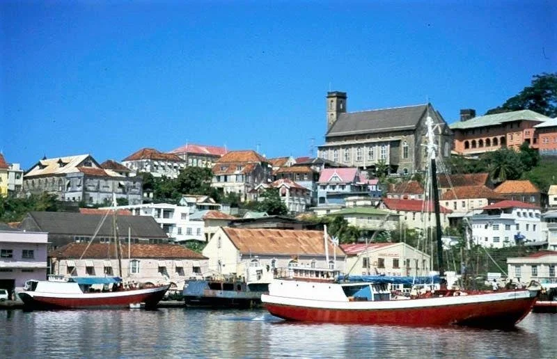 colourful boats at dock in St George's Grenada 