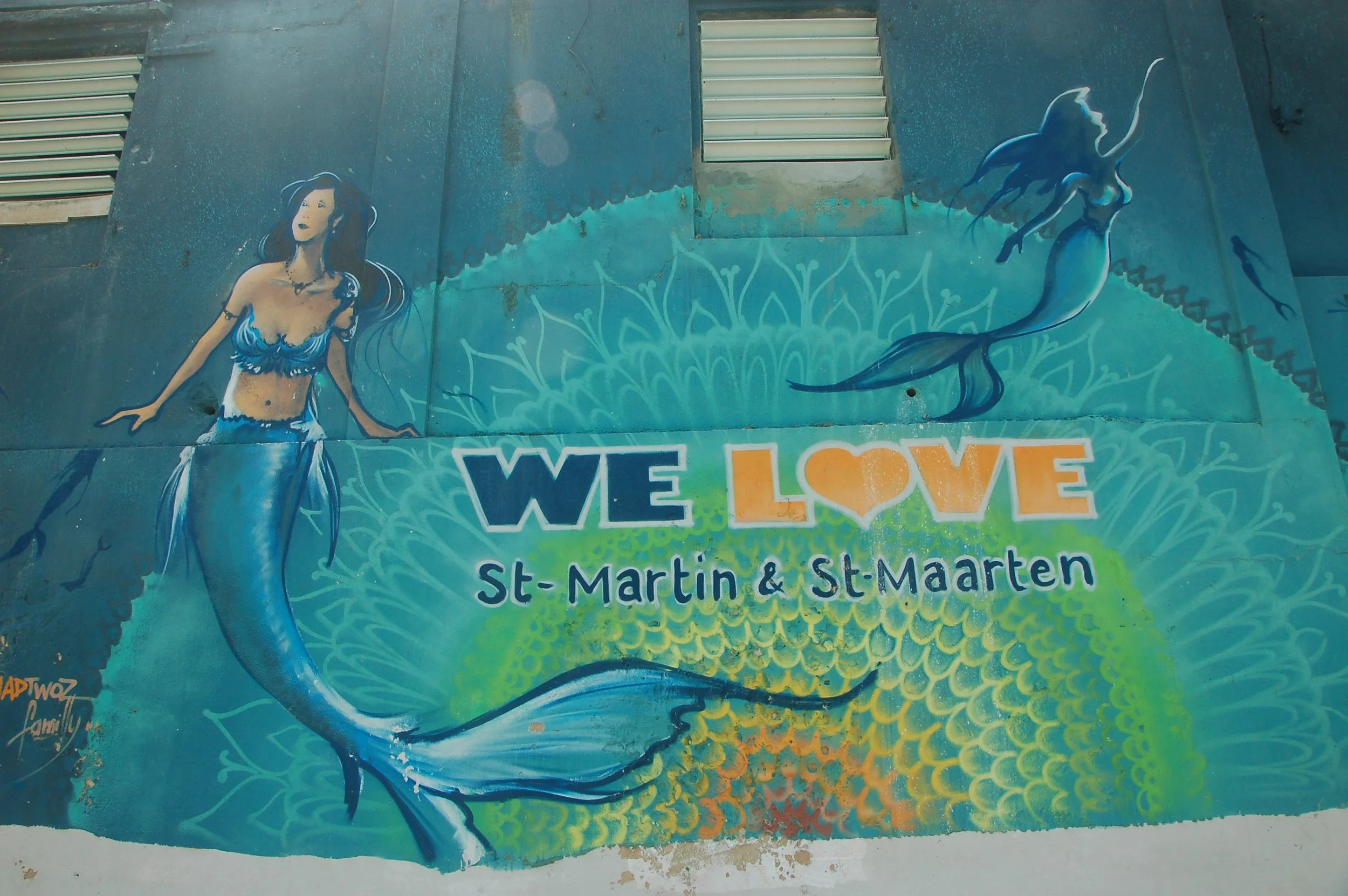 graffiti of mermaids, St Martin
