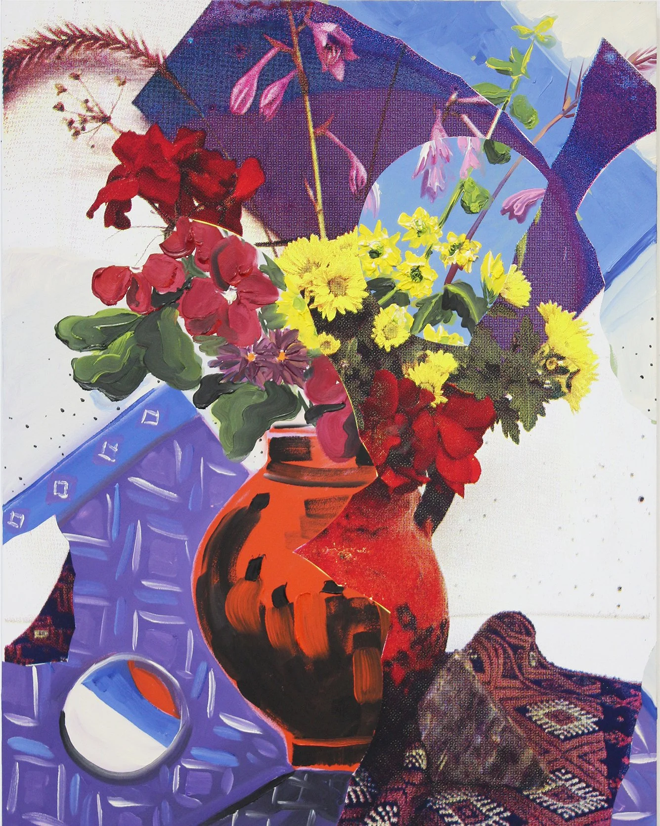  October Cuttings ; 
Flashe, oil,  silkscreen, acrylic on dibond;
28 x 22 in;
2025