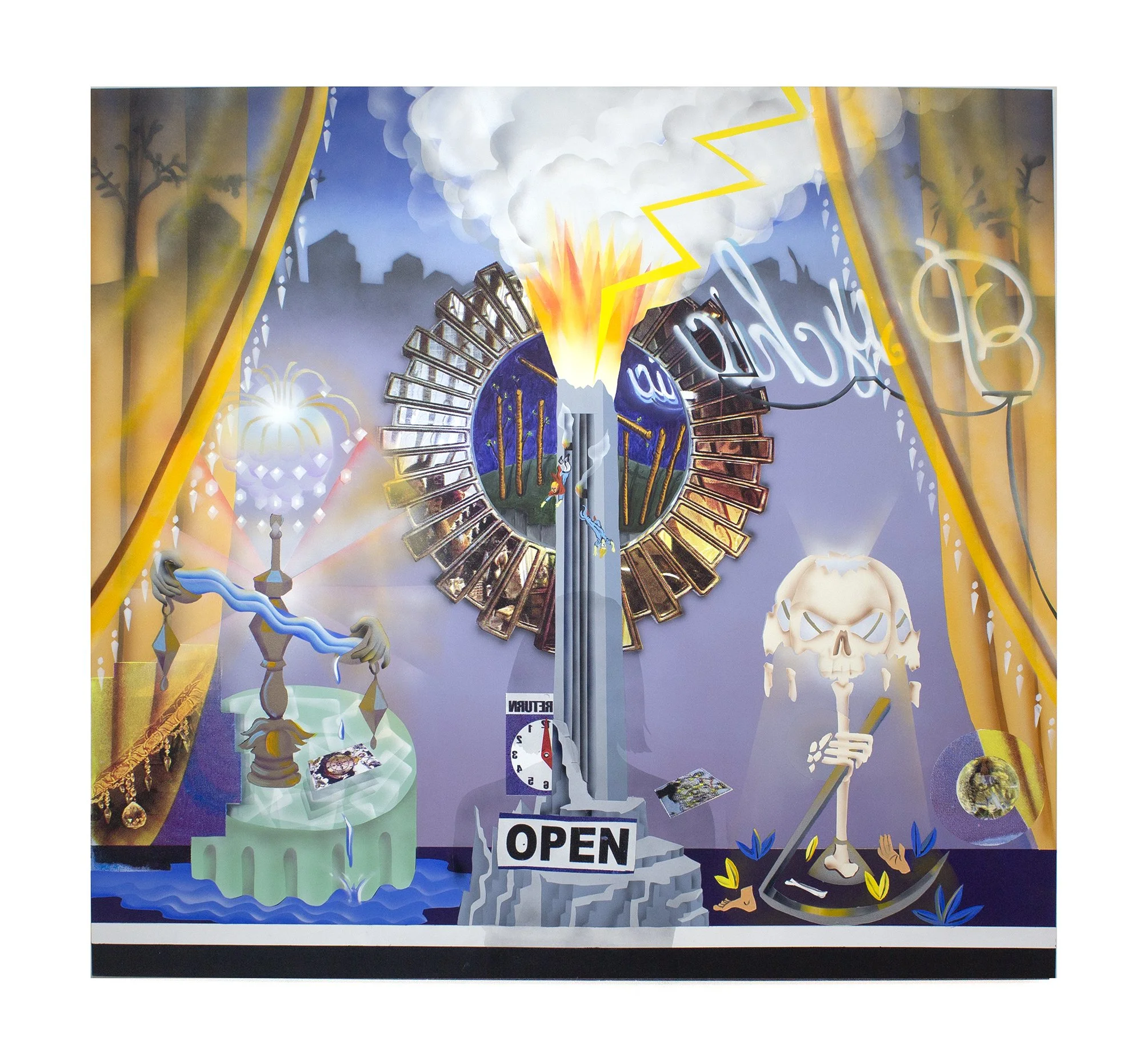  Psychic Window, The Reading ; 
Flashe, oil,  silkscreen, acrylic on dibond;
59 x 64 in;
2025