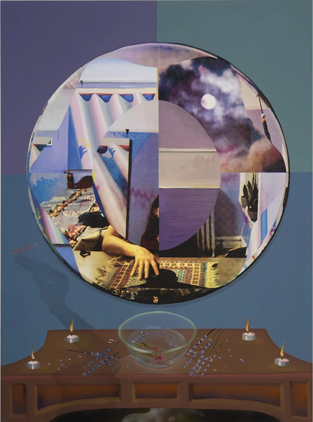 Full Moon Ritual ;
flashe, acrylic, oil on dibond;
54 in x 40 in; 
2021