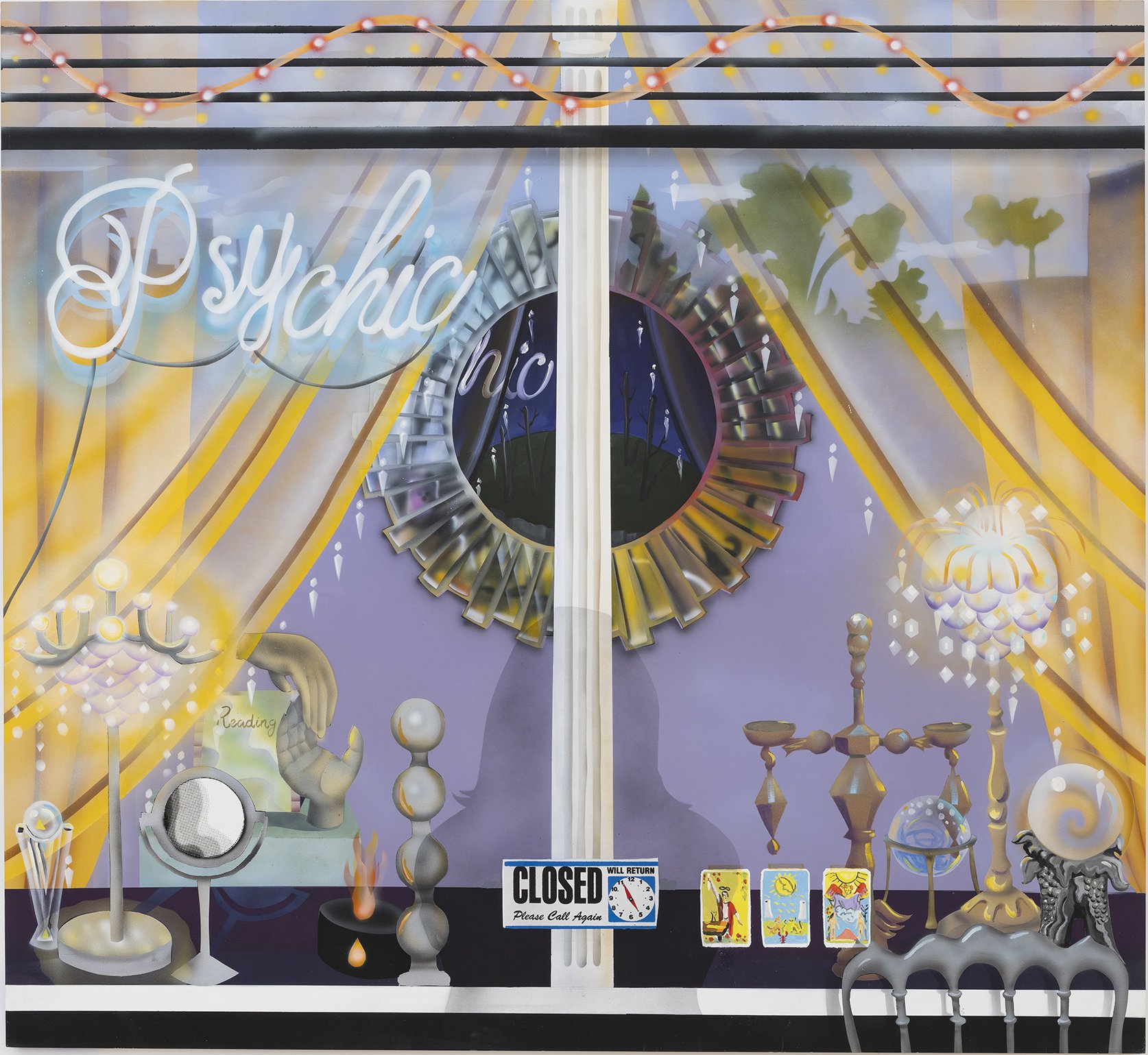  Psychic Window ; 
Flashe, oil,  silkscreen, acrylic on dibond;
59 x 64 in;
2025