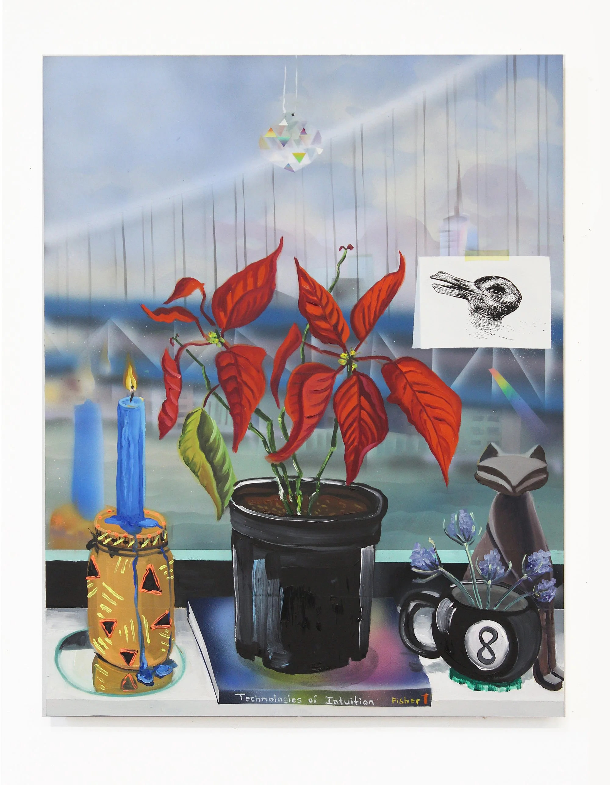  January Spell ; 
Flashe, oil,  silkscreen, acrylic on dibond;
28 x 22 in;
2025