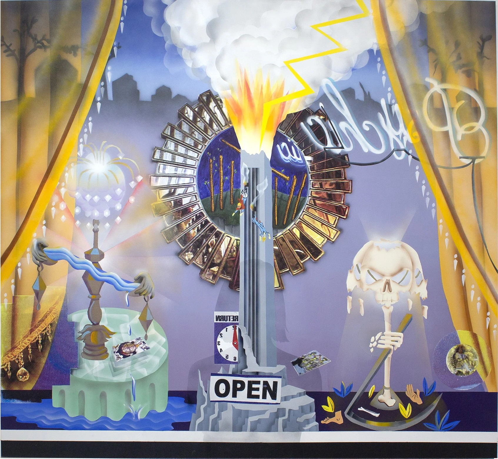  Psychic Window, The Reading ; 
Flashe, oil,  silkscreen, acrylic on dibond;
59 x 64 in;
2025