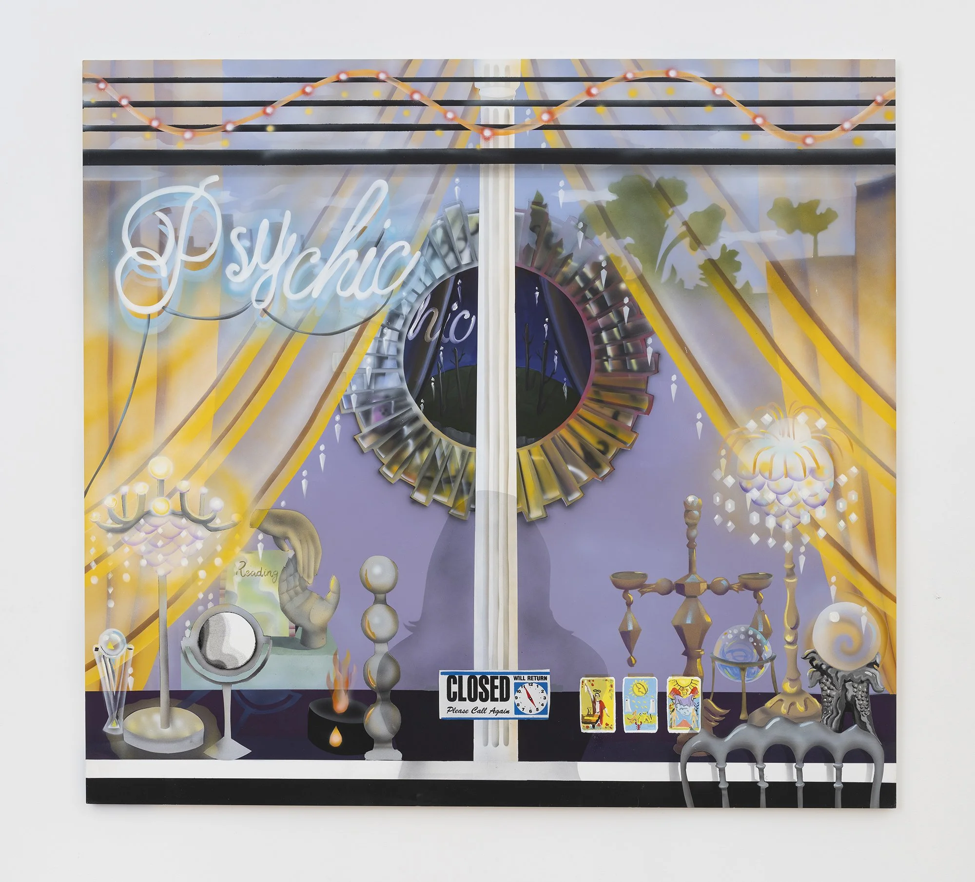  Psychic Window ; 
Flashe, oil,  silkscreen, acrylic on dibond;
59 x 64 in;
2025