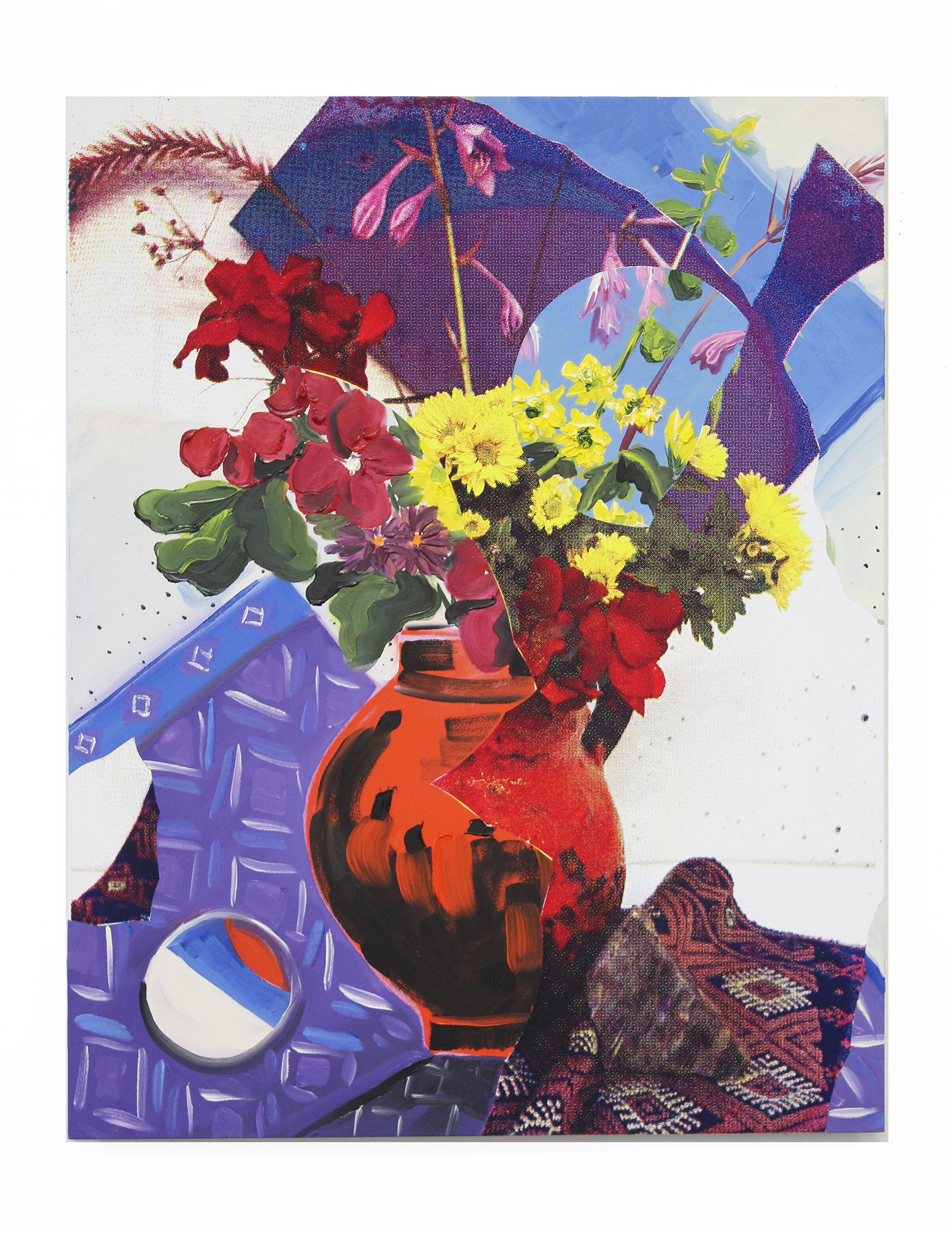  October Cuttings ; 
Flashe, oil,  silkscreen, acrylic on dibond;
28 x 22 in;
2025