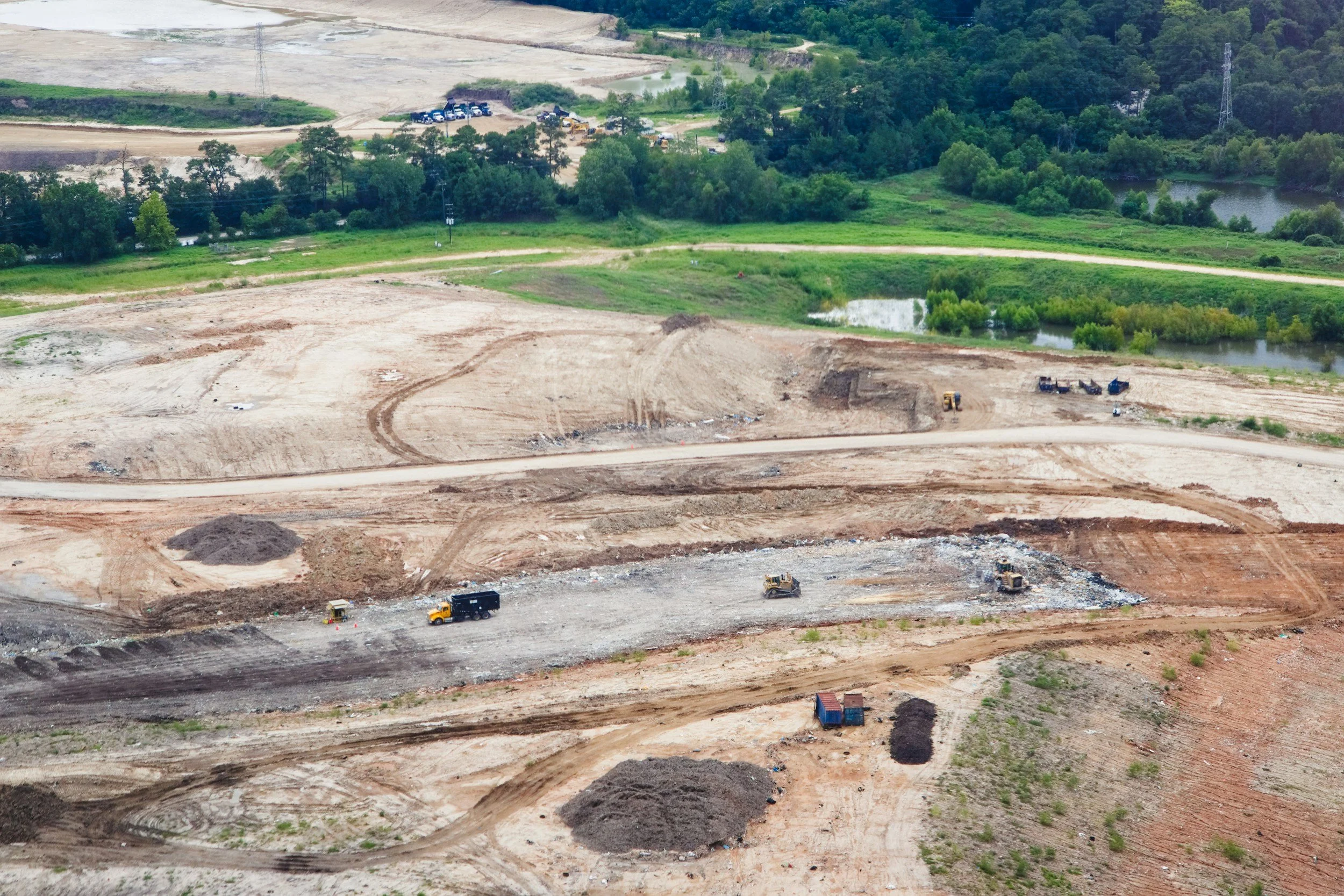Arial view of a landfill site