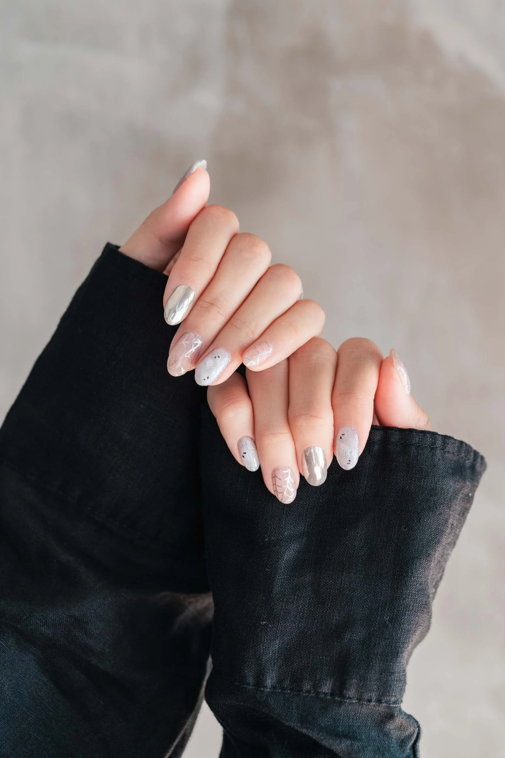 Boo! Glittery Ghosties and Shimmering Spiderwebs for Halloween Nails