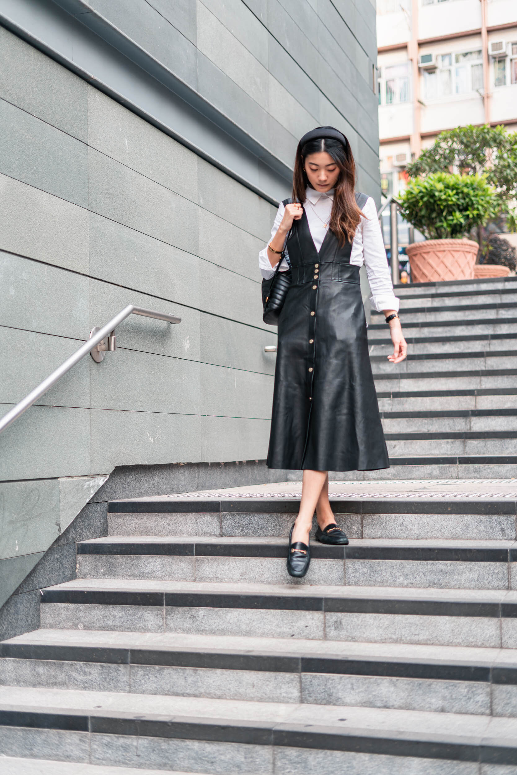 Faux Leather Pinafore Dress — Becoming Carmen