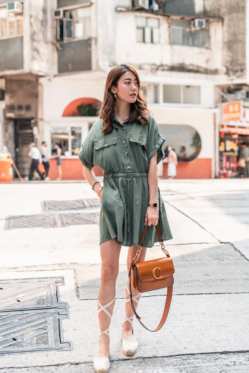 olive green safari dress The Safari Linen Wrap Dress Khaki