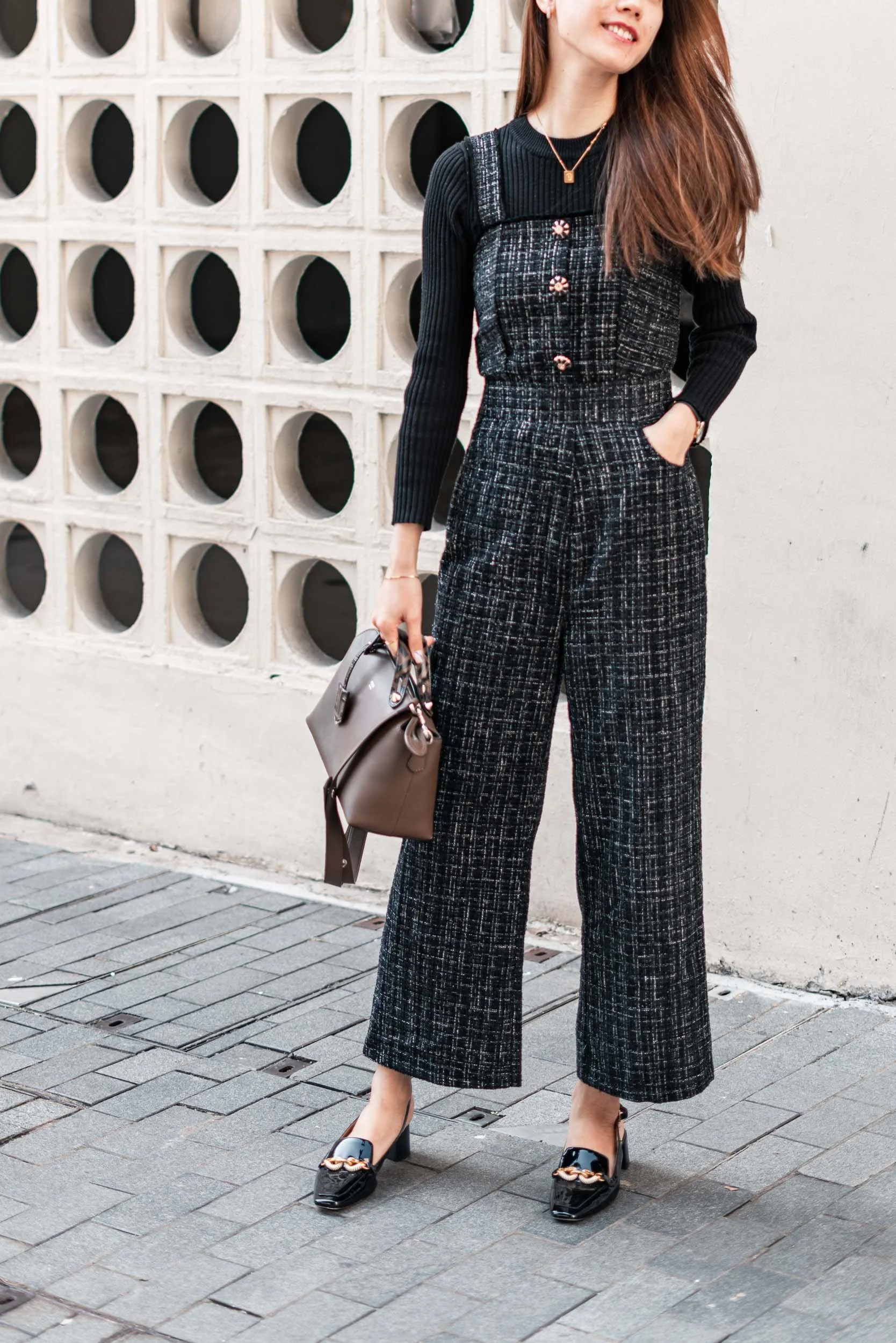 Black Tweed Jumpsuit: The Edgier Alternative for a Night Out — Becoming  Carmen