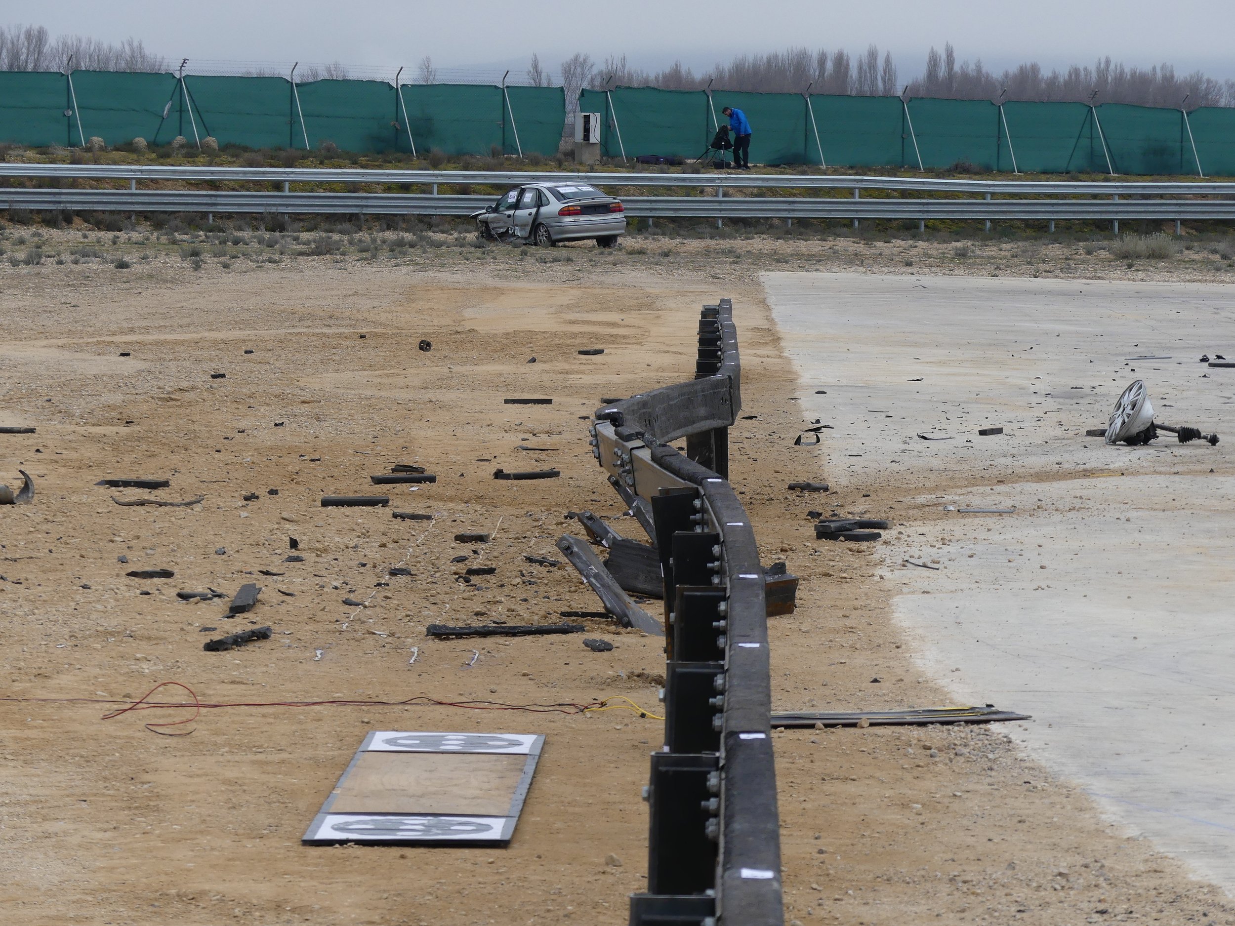 Circular &amp; Low Carbon Safety Barrier After the Crash Test (Copyright: Road Steel Engineering) 