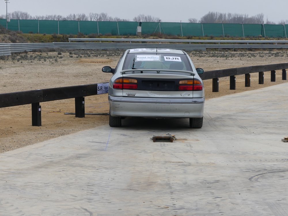 Demonstration of the Crash Test of the Circular &amp; Low Carbon Safety Barrier (Copyright: Road Steel Engineering) 