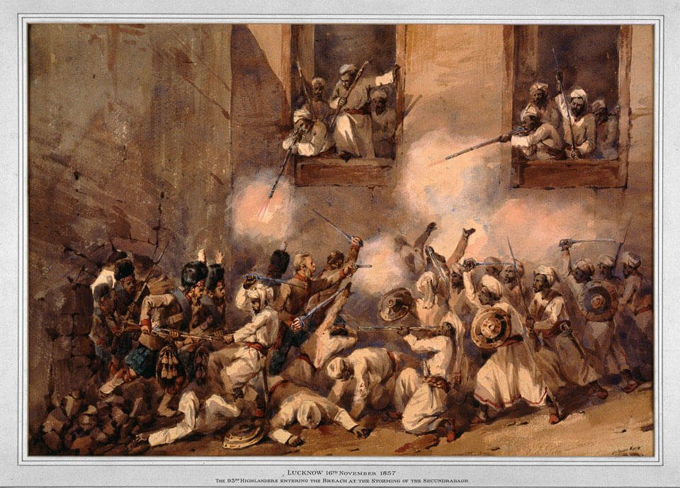 The 93rd Highlanders entering the breach at the storming of the Secundra Bagh, Lucknow, 16 November 1857.jpeg