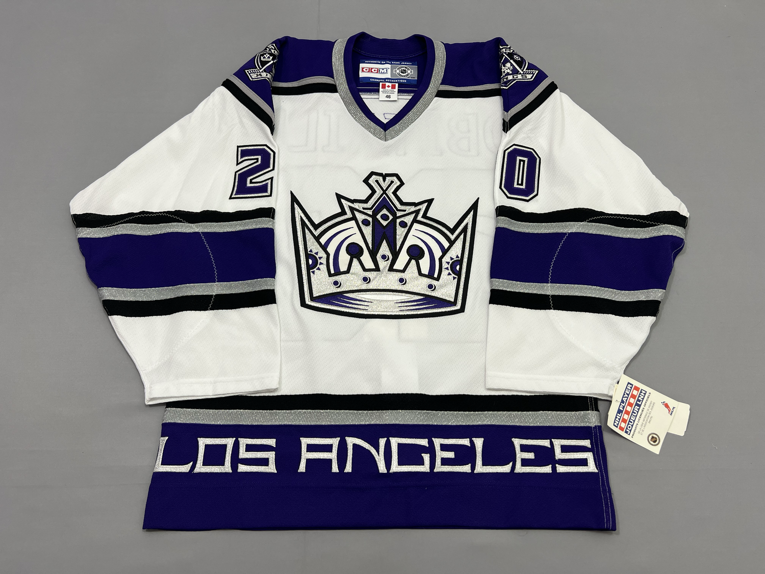 Mitchell & Ness Los Angeles Kings Luc Robitalle #20 '92 Blue Line Jersey, Men's, Large, Black