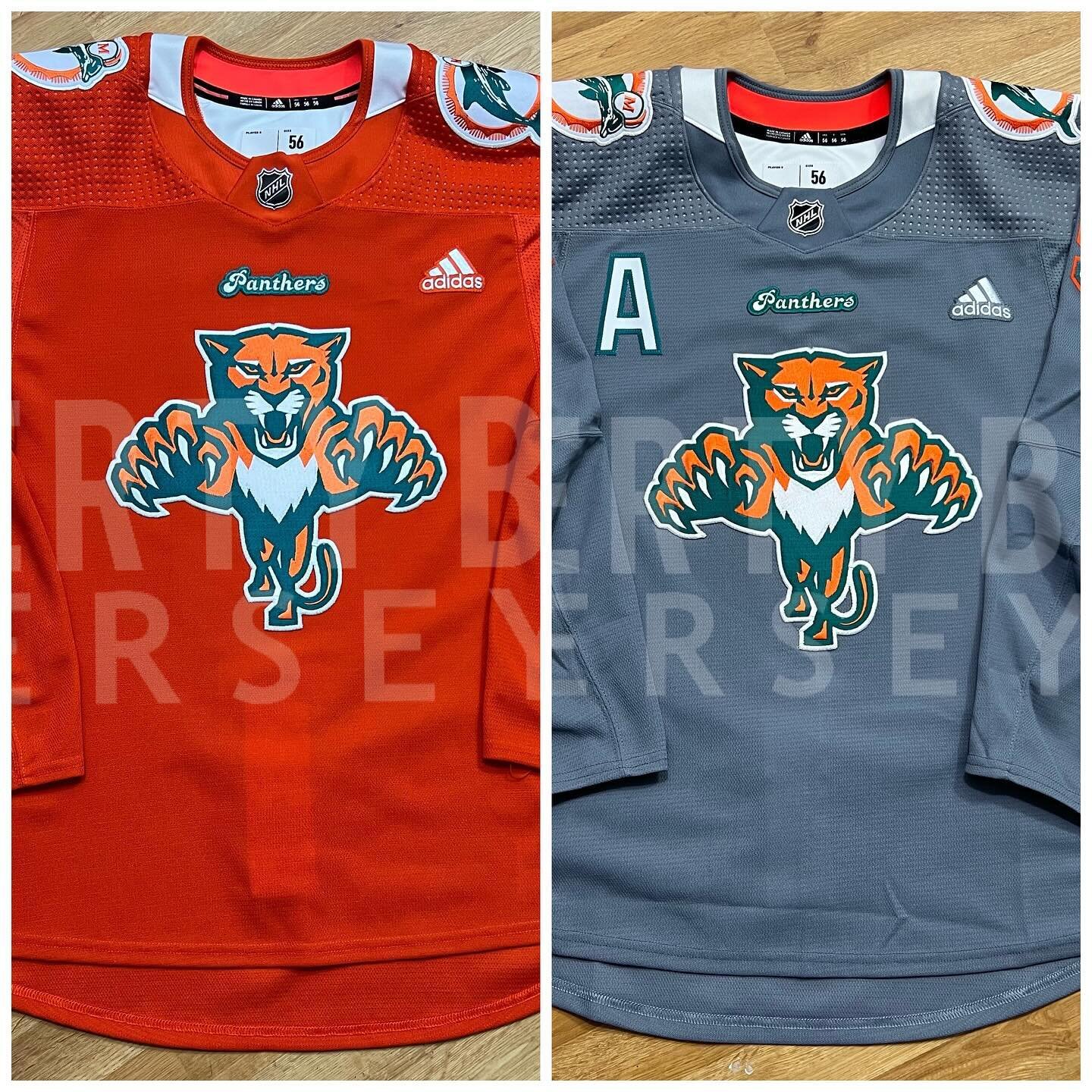 We&rsquo;ve got some #finsup #timetohunt double trouble in Liberty Bell Jerseys today! Just finished up the fraternal twins set of @flapanthers x @miamidolphins mashup jerseys, right in time for the playoffs. Both feature fully embroidered crests and