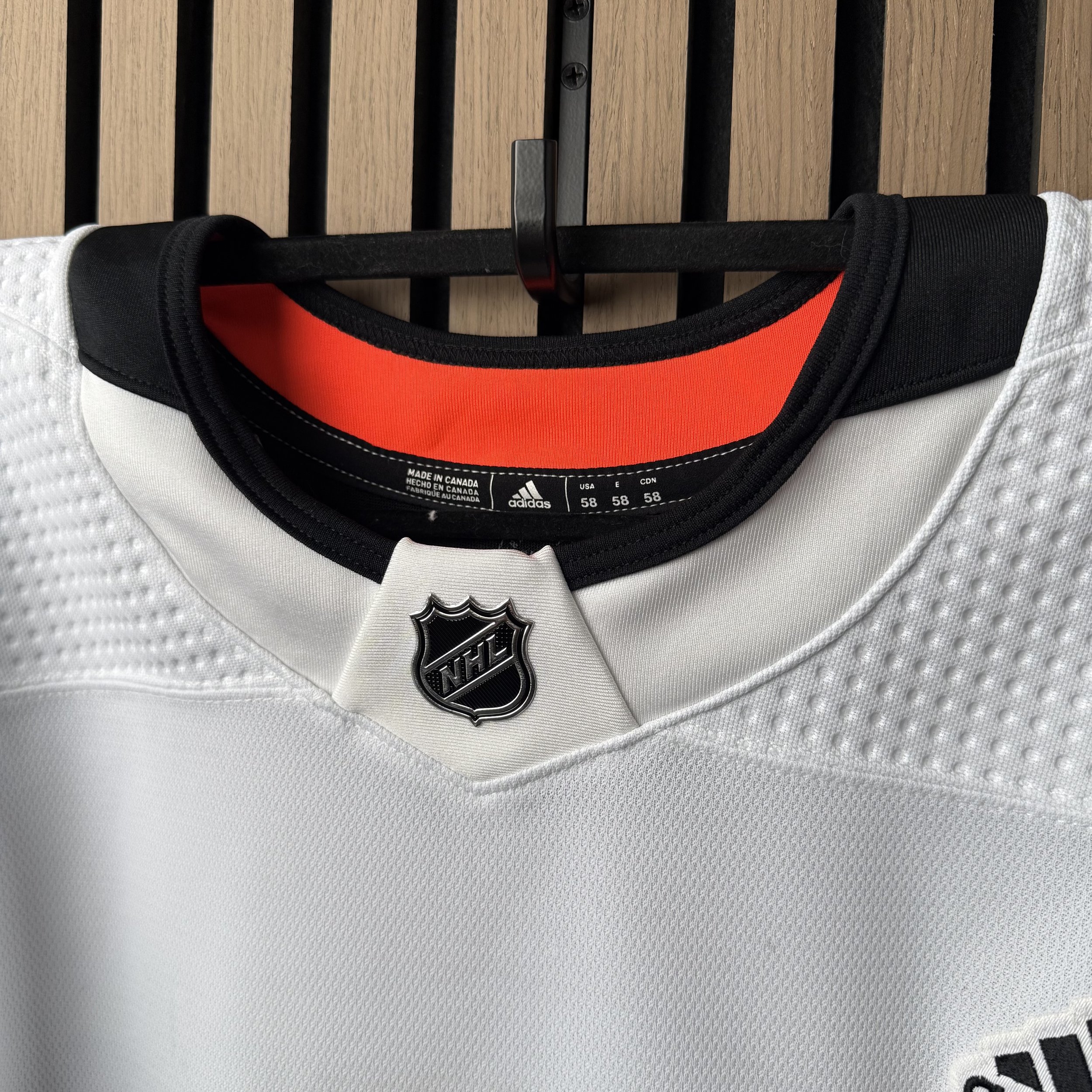 Made in Canada NHL jersey collar and NHL shield