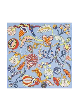 Inoui - Scarf Carre 100 - Botanique Blue