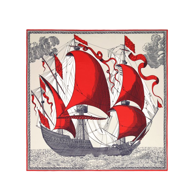 Inoui - Scarf Carre 130 Des Rives Et Des Reves Rouge
