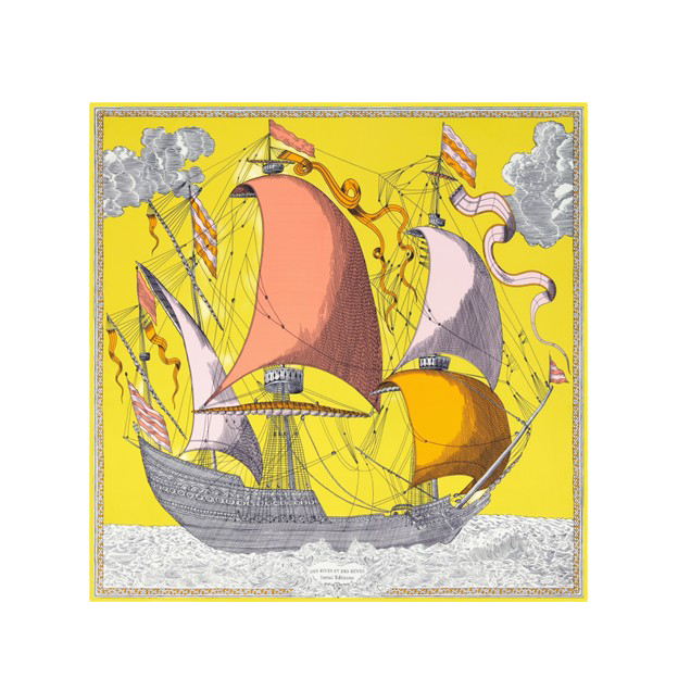 Inoui - Scarf Carre 130 Des Rives Et Des Reves Jaune