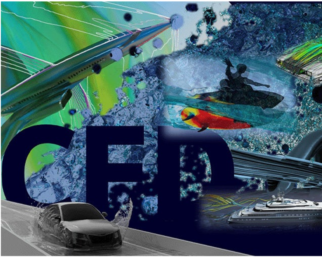 Collage with a sports car on a road, a person surfing on a wave, and a colorful background with abstract patterns and the letters 'CED'