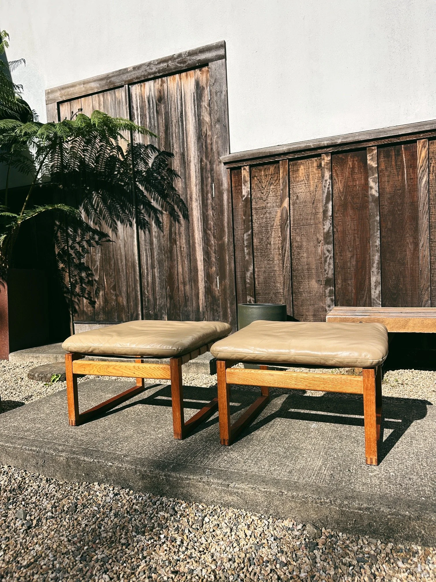 Model 246 Ottomans in Oak + Teak Attributed to Børge Mogensen for Fredericia, 1957 / Set of 2