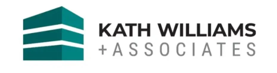 Logo of Kath Williams + Associates with stylized building graphic and company name