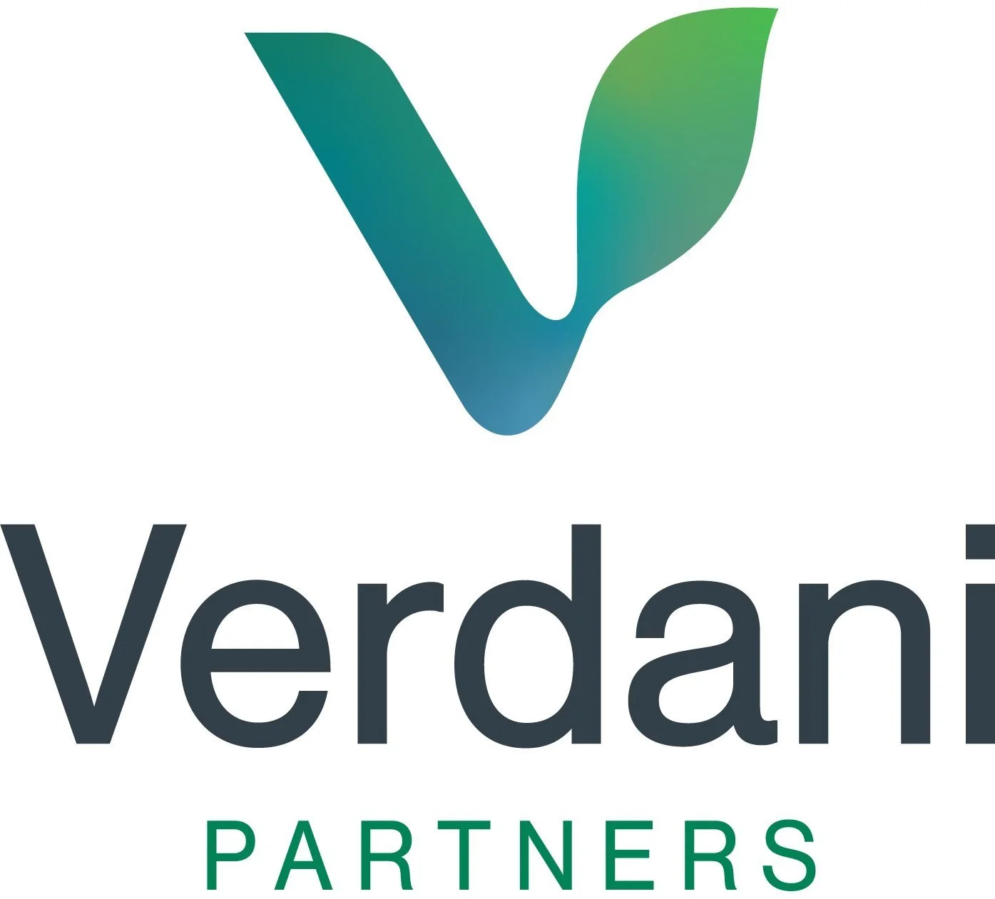 Logo with a green and blue gradient V shape and the text 'Verdant Partners' underneath.
