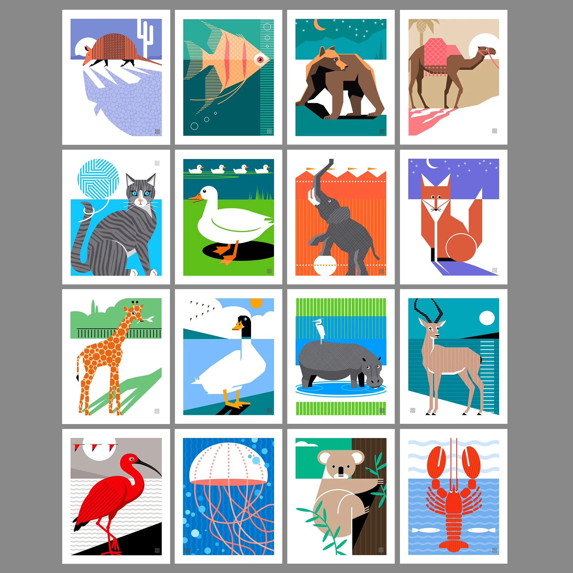 Modern World Animal Art Prints A-L