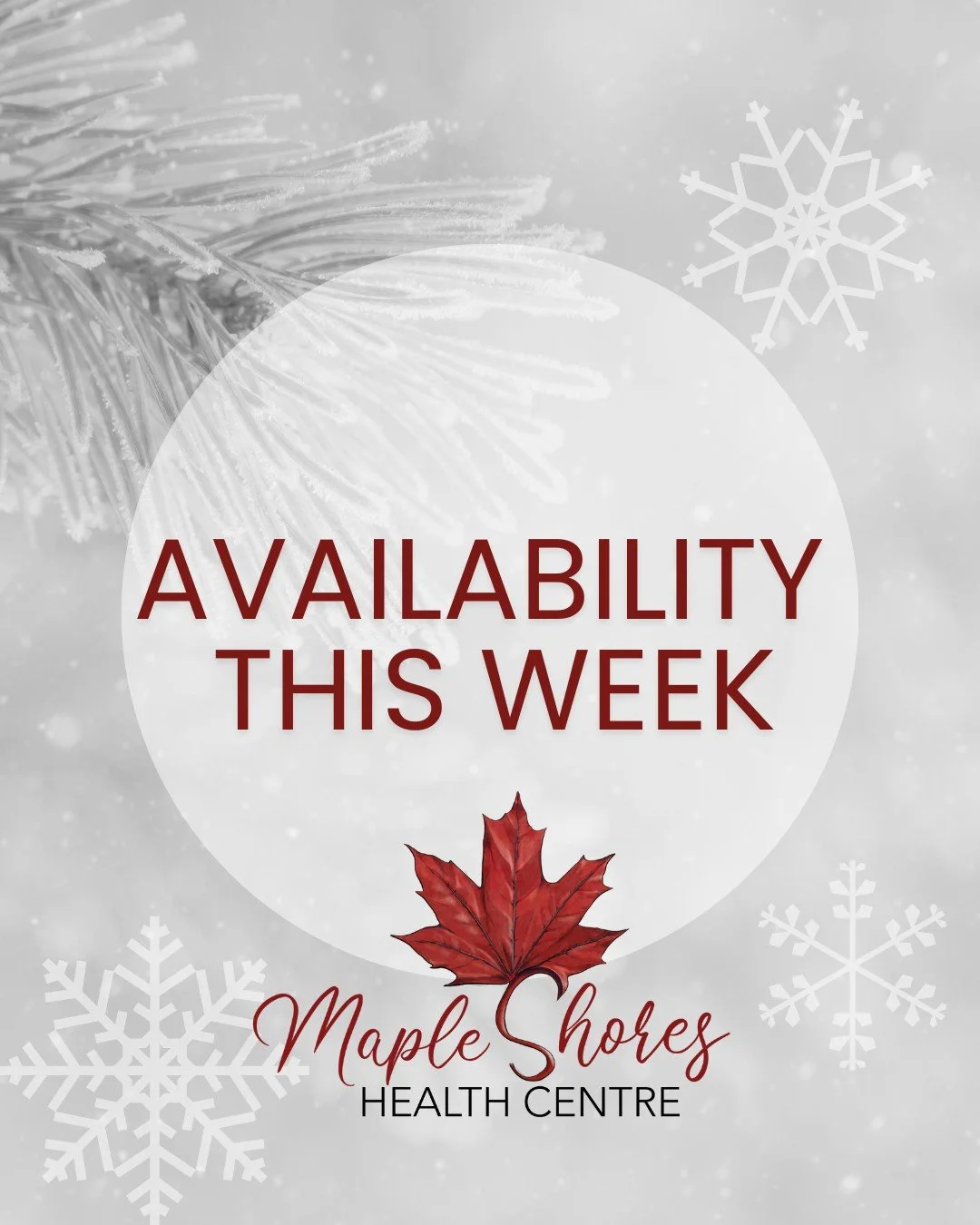Availability This Week at Maple Shores Health Centre 

We have some upcoming availability with members of our team:

&bull; Art Psychotherapy with Cyndi &ndash; morning appointments only
&bull; Art Therapy with Claire &ndash; new clients welcome
&bul