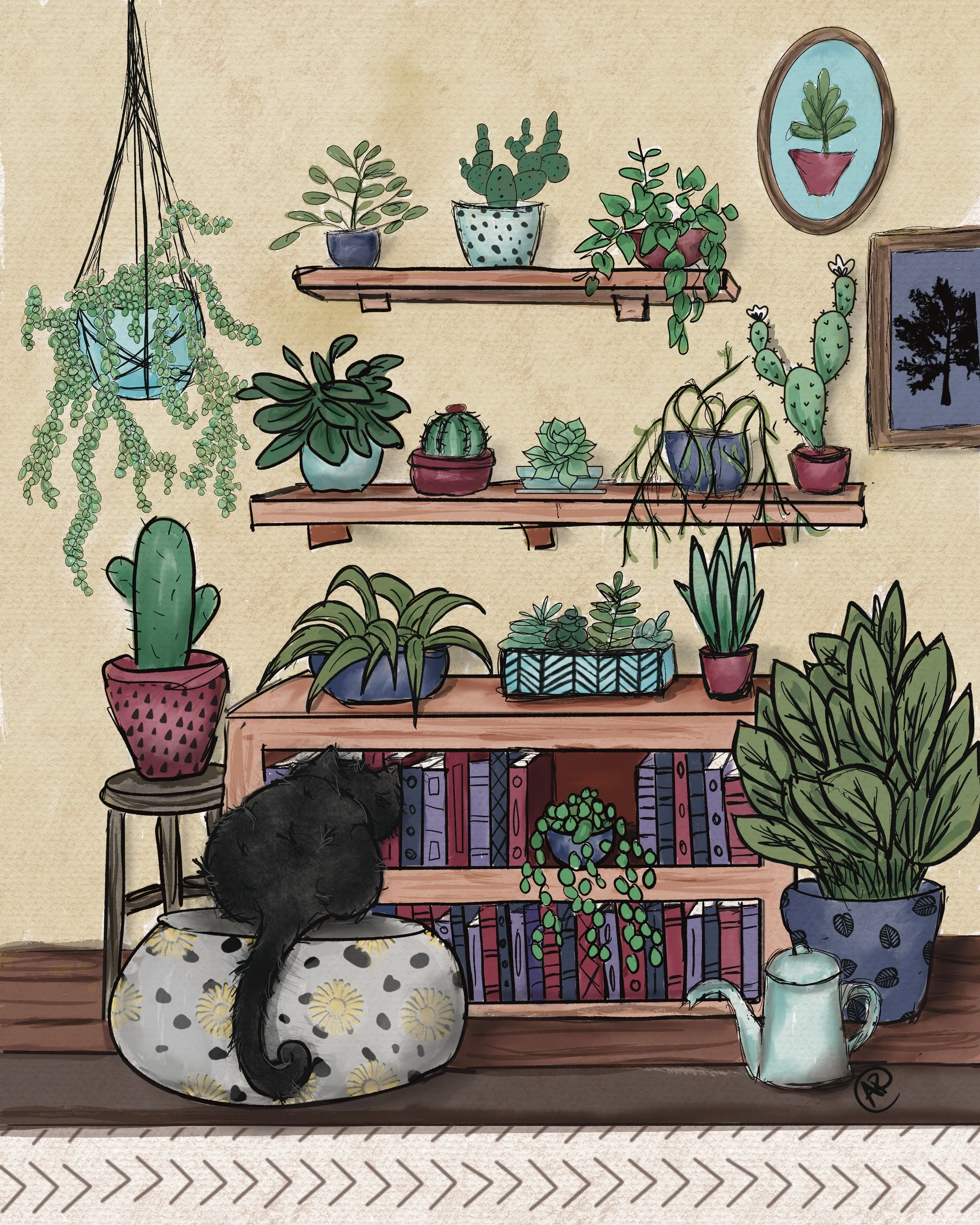 Cat Library Art