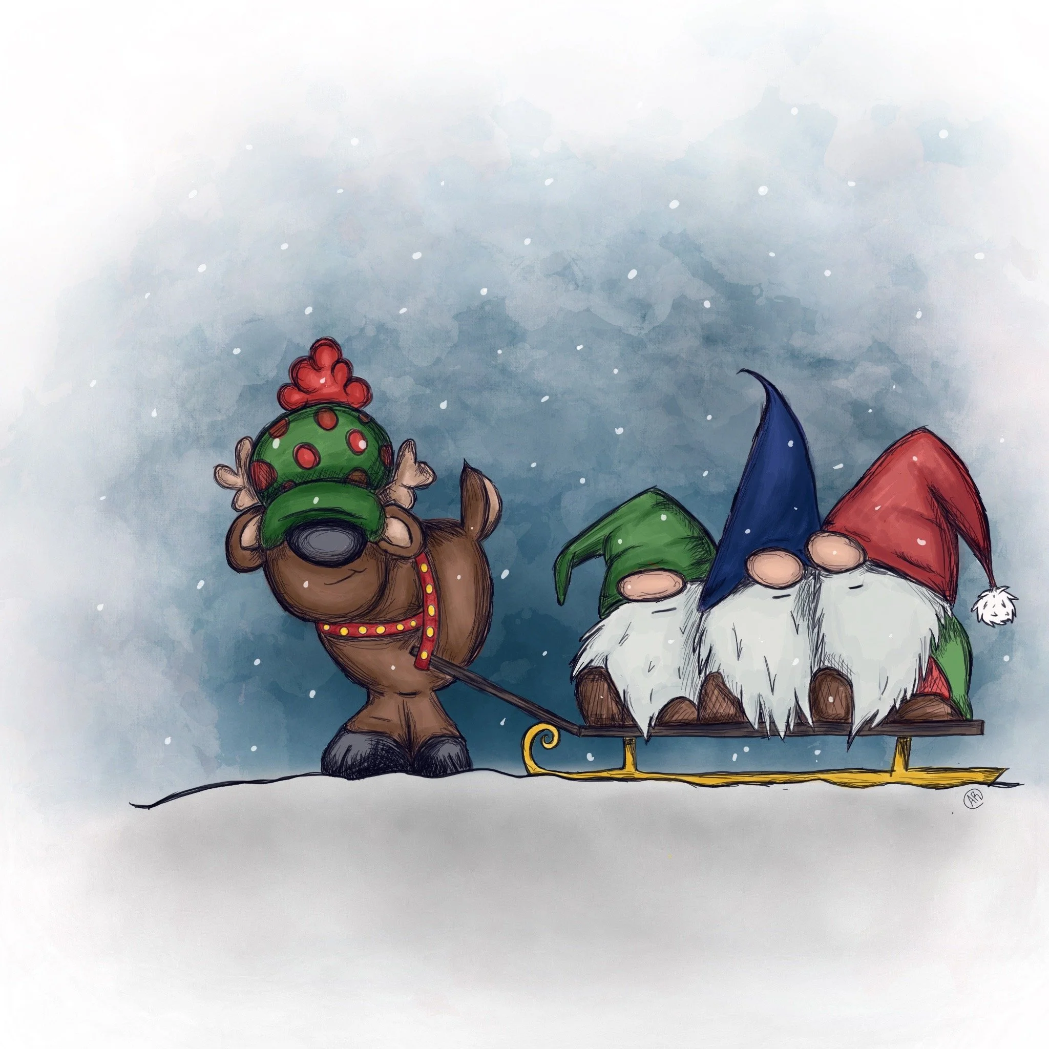 Gnomes Sled Art