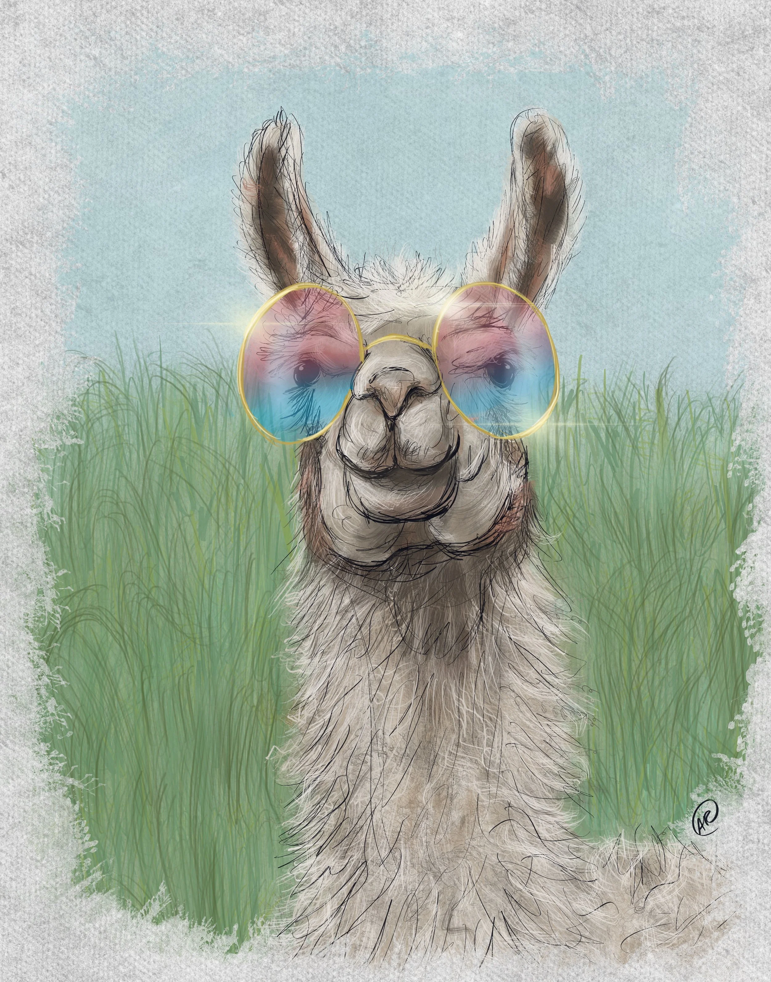 Mimosa the Llama Art
