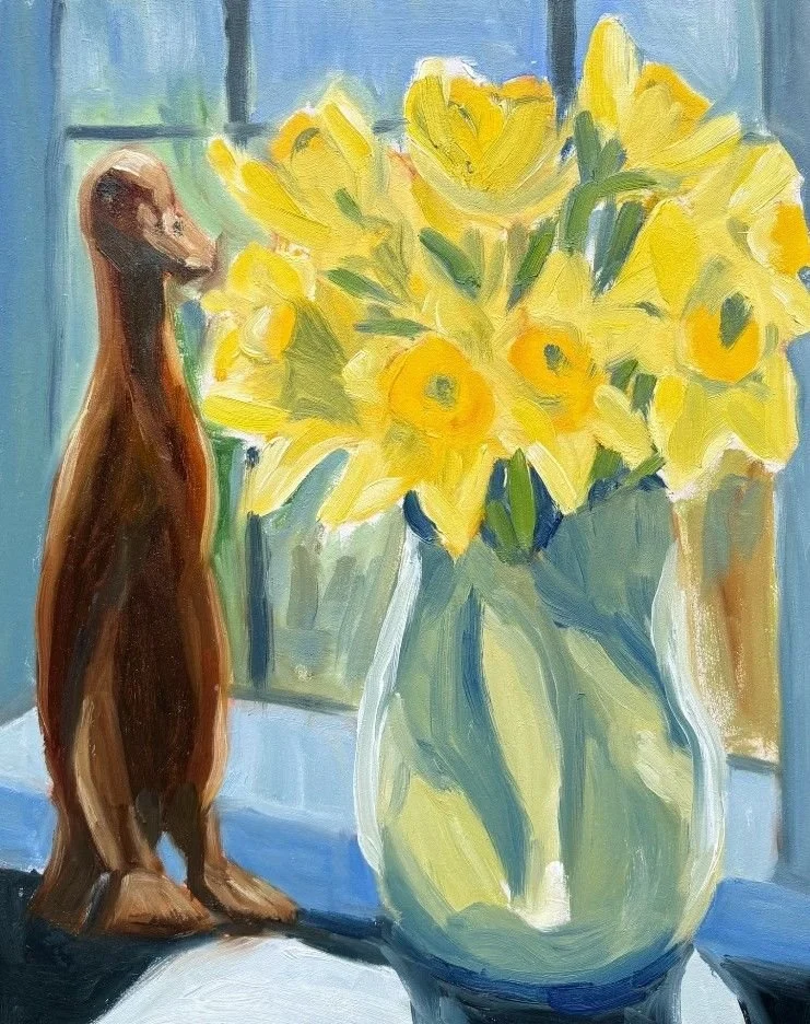 #1292 Duck and Daffodils