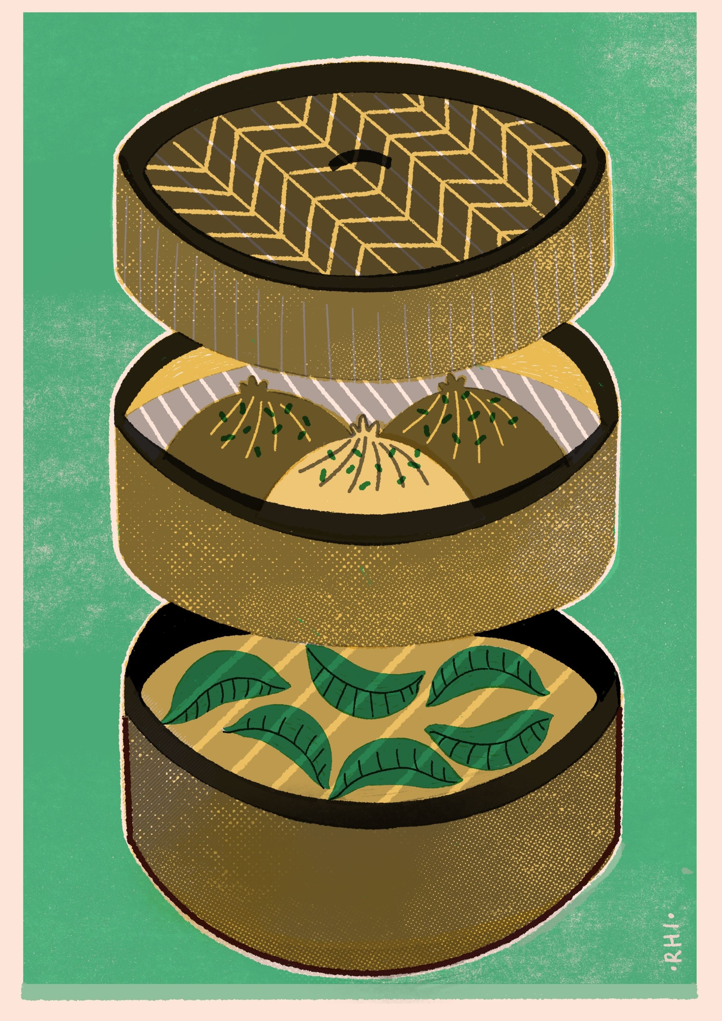 DIM SUM! Foodie A4 Risograph Print