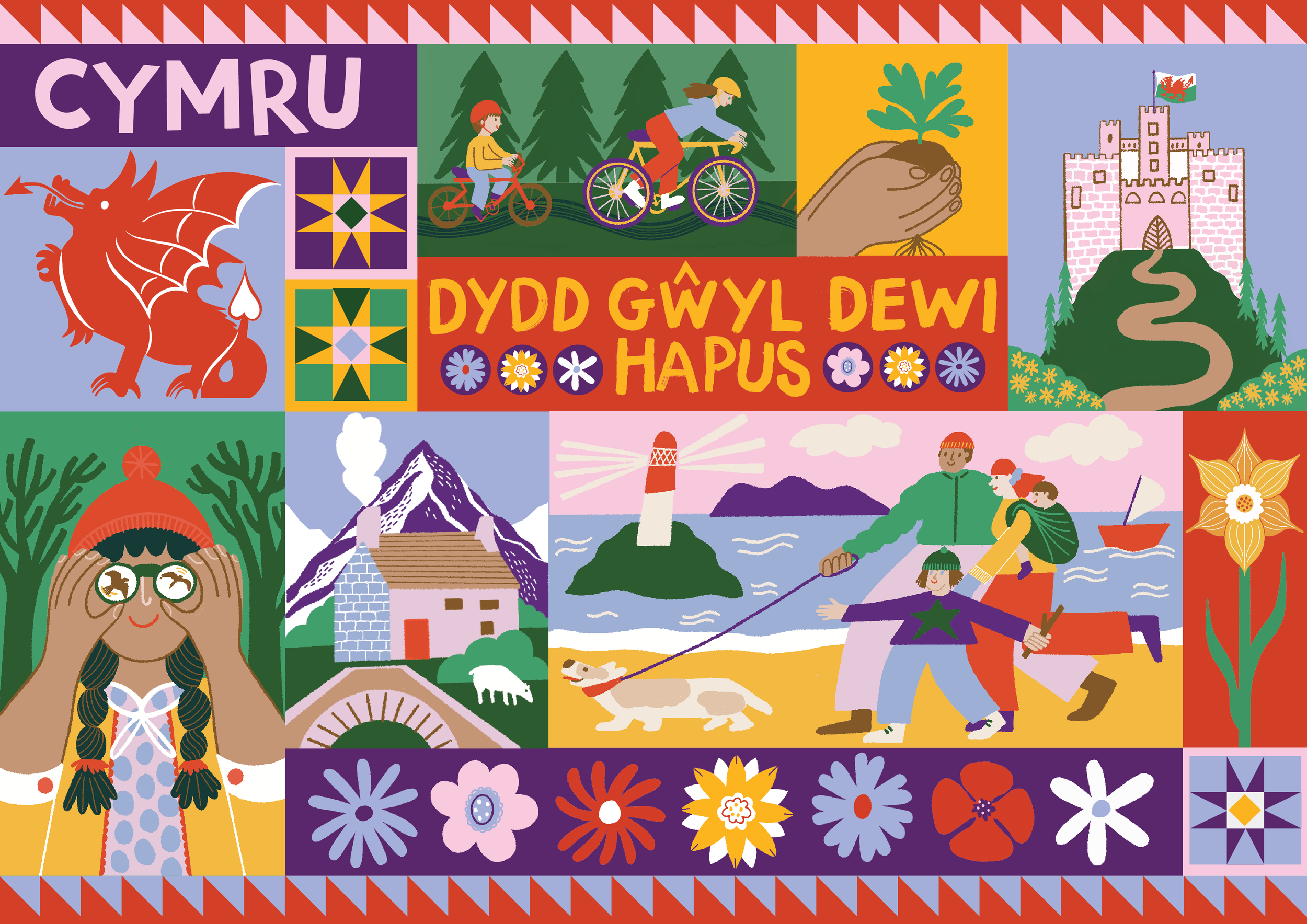 National Trust Cymru Saint Davids Day Illustrations 

