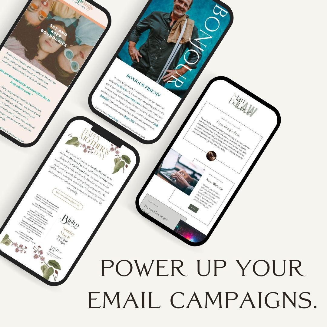 Beautifully designed emails allow you to keep your message and your branding in the forefront of your customers' minds. Direct them to your latest post, sale items, upcoming events, share your recent accolades and more. High-Key clients have seen ope