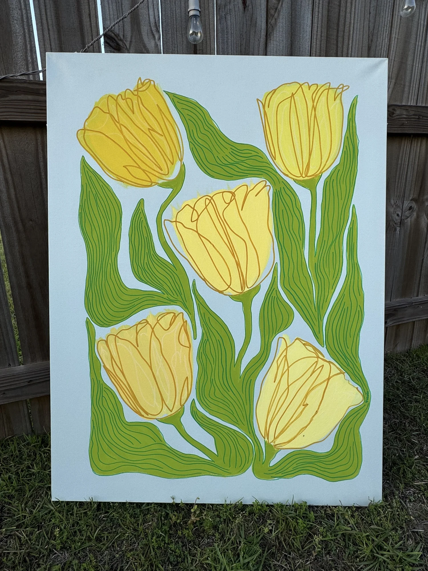 Golden Tulips, an original botanical painting by Dustin Young.
