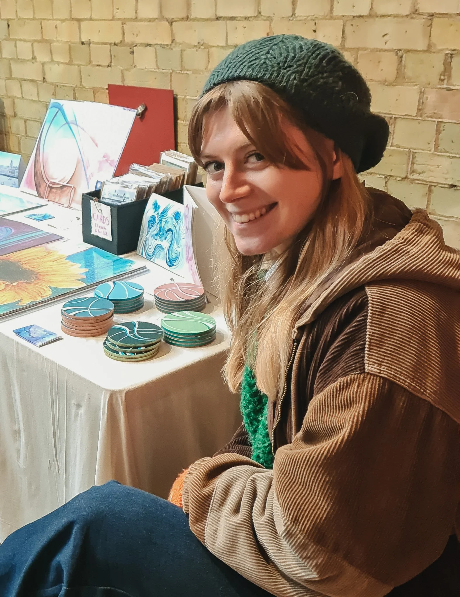 Artist Sarah E Shaw at Crystal Palace hand made art Fair 2024
