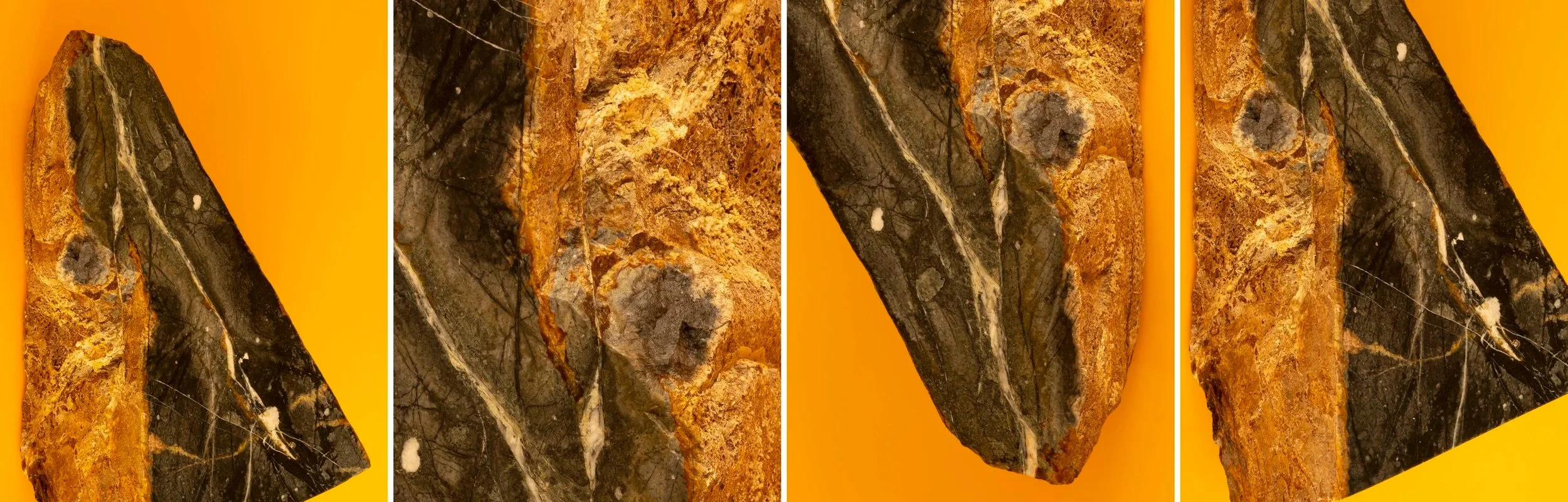 "Orange + 1 Granite, 4 Sizes," 2024, Inkjet Print, 22" x 68.75," Quadriptych